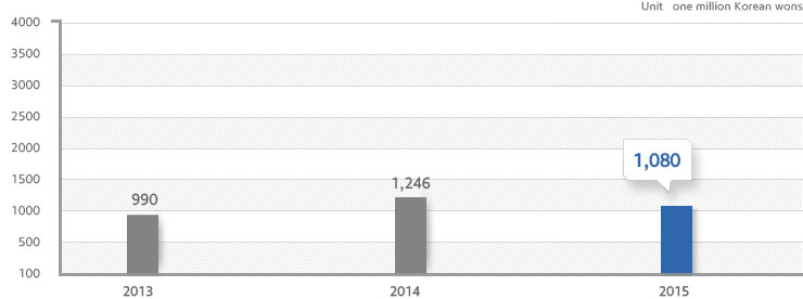 Unit: KRW in hundred millions year 2010: 439 year 2011: 699 year 2012 751